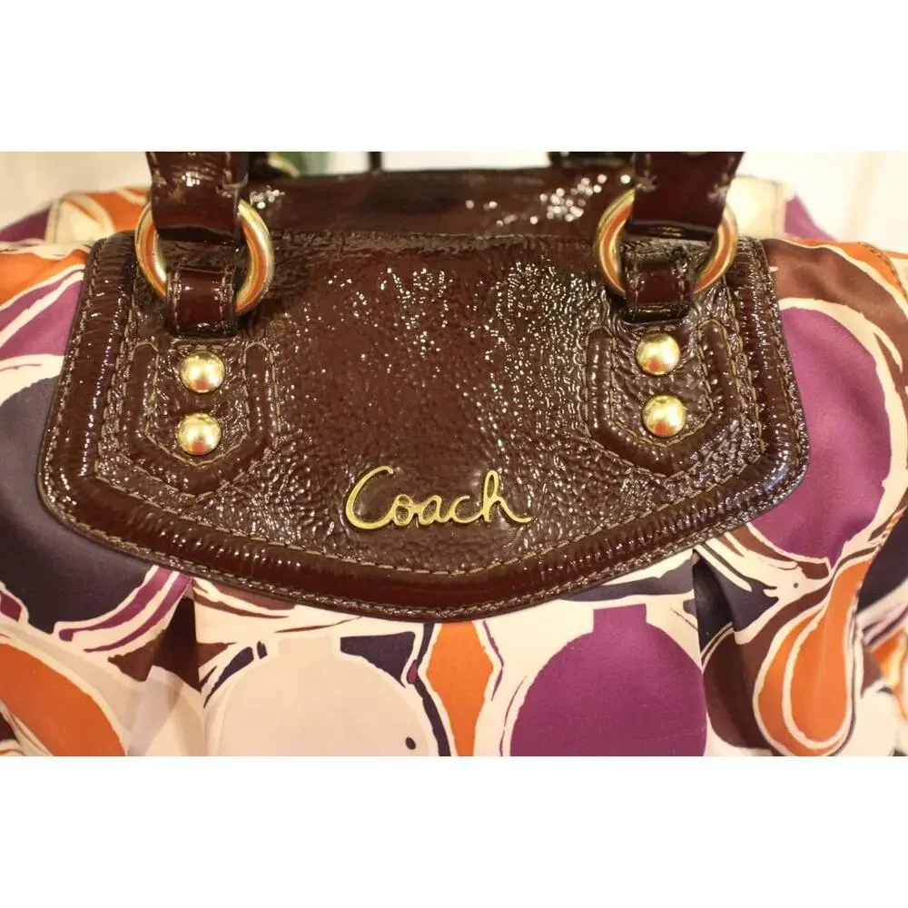 COACH #F20034 ASHLEY HAND DRAWN SCARF PRINT SATCHEL / SHOULDER BAG(PU150